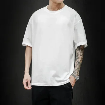 A3133 Új nyári férfi póló 2023 divatos tömör póló férfi túlméretezett hiphop rövid ujjú alkalmi pamut férfi utcai ruházat