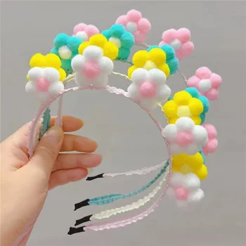 Napraforgó fejpánt Macaron cukorka szín plüss labda napraforgó hajszalag öltöztetős lányok boldog születésnapot party dekoráció