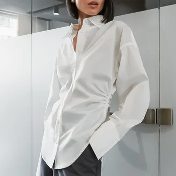 Office Lady Tops koreai elegáns hosszú ujjú fehér blúz női slim fit vintage ing nő gombos elegáns ruhák Blusas 29368