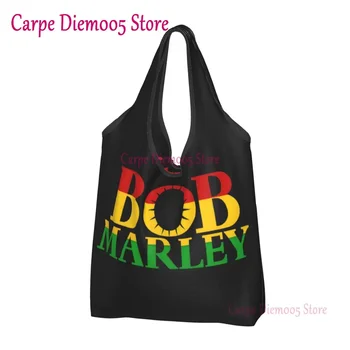 Jamaica Énekes Reggae Rock Bob Marleys élelmiszerbolt bevásárlótáskák Aranyos vásárló válltáskák Nagy kapacitású hordozható kézitáska