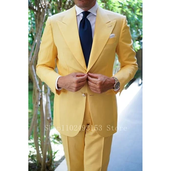 2023 Legújabb férfi öltönykabát nadrág minták Slim Fit csúcshajtóka Két gomb 2 részes Vőlegények Esküvői parti öltönyök Jelmez Homme
