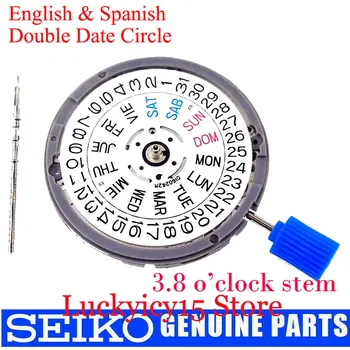 angol Spanyol Double Date Circle Kiváló minőségű Japán NH36A Auomatic Watch Movement At 3/3.8 H Hétköznapi kijelző Fehér/Fekete