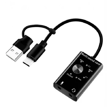 Multi Sound Card USB 2.0 C típusú sztereó mikrofonadapter Professional Converter laptop fejhallgatóhoz PC hangszóró