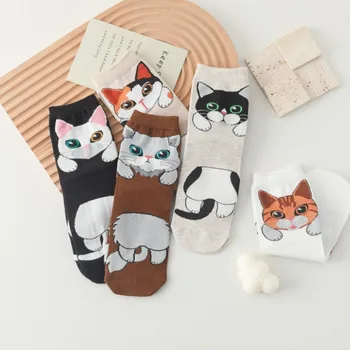 Harajuku Macska zokni Aranyos művészet Koreai stílusú pamut zokni Középcsöves zokni Borjú zokni Állatok zokni Tél