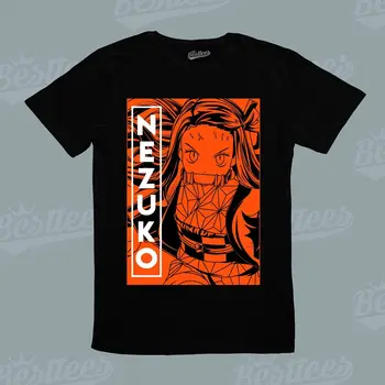 Kids Men Women Japán Anime Manga Demon Slayer Nezuko Black Orange Póló
