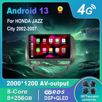 Android 13.0 autórádió / multimédia videó lejátszó HONDA JAZZ City 2002-2007 GPS QLED Carplay DSP 4G WiFi