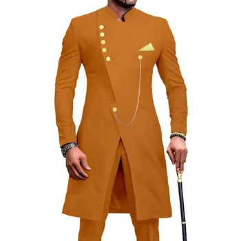 Férfi öltöny egyedi gyártású blézer fekete állvány hajtóka két db kabát nadrág Sping African Tuxudo Steampunk Slim Fit jelmez Homme 2023