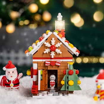Karácsonyi sorozat építőkocka képkeret játékok Kis részecskék összekapcsolása Asztali díszek Hócsizma modell karácsonyi ajándék
