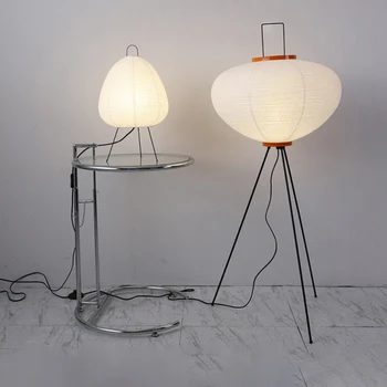 Wabi Sabi Wind kézzel készített rizspapír E27 LED állólámpa Nordic Vintage nappali Lakberendezés Hálószoba éjjeli álló asztali lámpa