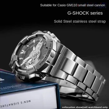 Casio GM-110 készülékhez Kispuska Óraszíj G-Shock Óra tartozékok Finom acél rozsdamentes acél GM110 Gyorskioldó férfi Csuklópánt
