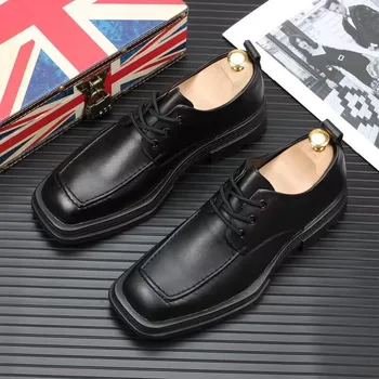 férfiak alkalmi üzlet esküvői formális ruha cipő márka designer szögletes lábujj cipő fekete trend valódi bőr tornacipő férfi lábbeli
