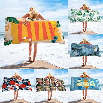 Beach Törölköző Print Stripe felnőtt nyári strandfürdő törölköző mikroszálas 20 stílus többszínű lány lélegző strandtörölköző