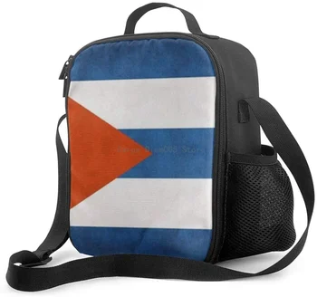 Kubai zászló szigetelt uzsonnás táska férfiaknak Nők Felnőtt,Irodai munka Piknik Túrázás Strand Uzsonnás doboz
