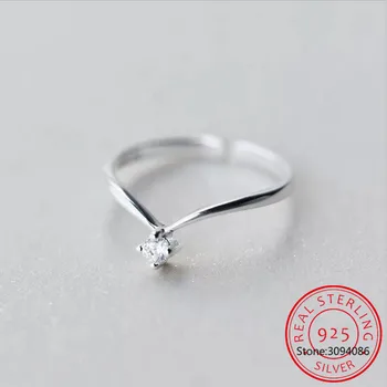Romantic V Shape Kiváló minőségű CZ gyűrű Real 925 Sterling Silver divatos csillogó ujjgyűrűk nőknek Esküvői ékszerek JZ680