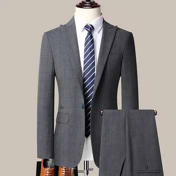 Boutique 5XL (blézer + nadrág) Férfi öltöny Divat üzlet Olasz stílusú úriember alkalmi esküvői ruha formális 2 részes készlet