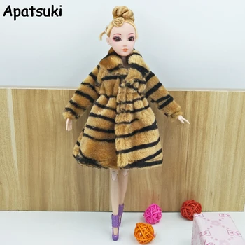 Zebra állatmintás divatbaba ruhák Barbie baba ruhákhoz Téli viselet ruházat Babaruha 1/6 BJD baba kiegészítők játék