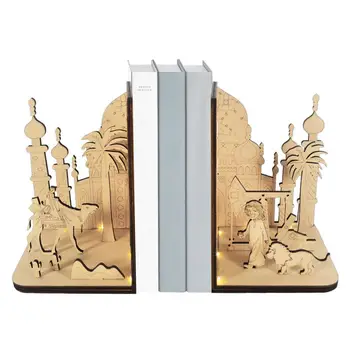 DIY könyv Nook 3D készlet polc Arab etnikai jelenet miniatűr fa könyvespolc könyvvég játékok Lakberendezés 3D ajándék