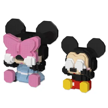 698PCS Disney bekötött szemű Mickey egér mikro építőelemek Aranyos pixel Minnie Mini gyémánt kocka figurák Modell játékok gyermekeknek ajándék