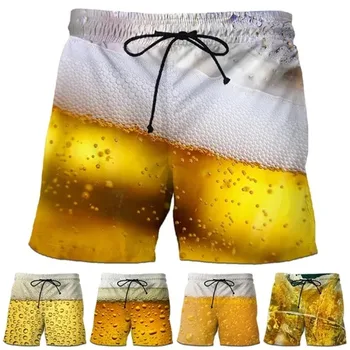Férfi sör rövidnadrág, 3D nyomtatott fürdőruha, strandfürdőruha, sportruházat, edzőterem, új 2023