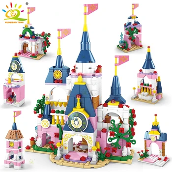 HUIQIBAO 447DB 6IN1 Friend sorozat Hercegnő álom kastély építőelemek Queen rózsaszín ház City kockák Gyermek játékok lányoknak