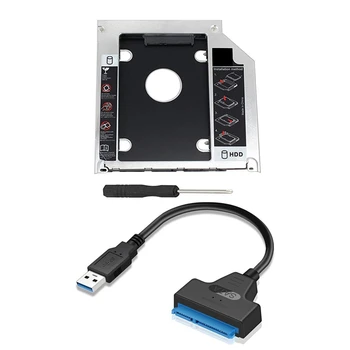 2 db Tartozékok: 1 db SATA 2Nd HDD HD SSD ház merevlemez Caddy tok tálca & 1 db SATA merevlemez adapter kábel