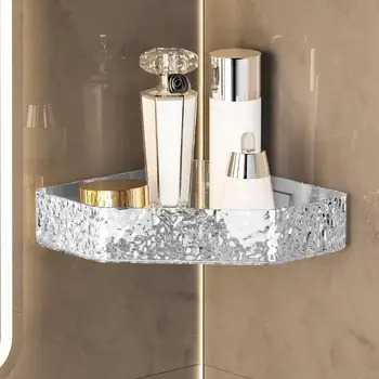 Fürdőszoba rendszerező polc sarok falra szerelhető zuhanypolcok háromszög alakú Könnyen tisztítható konyha Fali tároló állvány szervező