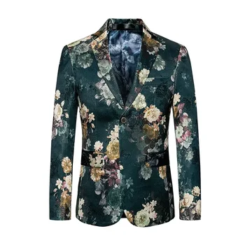 2023 Férfi virágos öltöny kabát koreai változat Slim Fit Two Button Casual Large Suit