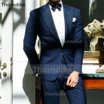Thorndike 2022 Elegáns egygombos férfi üzleti öltönyök férfi szett esküvői vőlegény báli öltöny 2 részes (dzseki + nadrág)Traje Novio