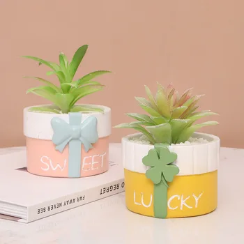 Rajzfilm miniatűr ház modell Pozsgás növények Virágcserép Kreatív gyanta Szobanövények Bonsai edény kézművesség Kerti dekorációs kiegészítők