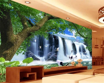 WELLYU Lakberendezés festés gyönyörű selyemszövet tapéta Kína szél tündér vízesés TV fal papel de parede tapety3D