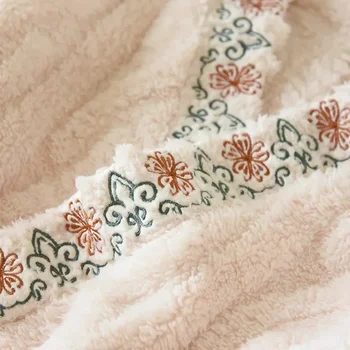 Nadrág Hálóruha hímzés Flanel szett V-nyakú téli vastagító pizsama Otthoni viselet meleg női pizsama hálóruha