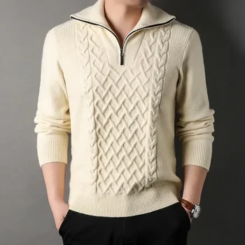 New Fashion pulóver férfi Cardigan vastag slim fit pulóverek kötöttáru Kiváló minőségű őszi koreai stílusú alkalmi férfi ruhák