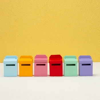 1:12 Színes babaház miniatűr fa postafiók levélszekrény modell babaház miniatűrök kiegészítő színlelt játék