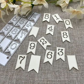 Banner számok Fémvágó szerszámok Sablonok DIY scrapbooking Dekoratív dombornyomás Kézműves Stancolás Sablon forma