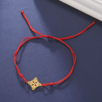 Üreges kelta csomó Piros kötél állítható karkötő rozsdamentes acél medál ékszerek nőknek Férfi vintage stílus Divatos Party ajándék