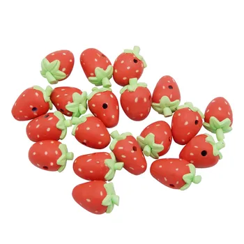 10db 17mm Eper agyag távtartó gyöngyök Gyümölcs alakú polimer agyag gyöngyök ékszerkészítéshez DIY kézzel készített karkötők Kiegészítők