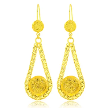 Az új női divat fülbevaló arany színű dupla érme arany fülbevaló divat