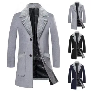 Meleg kabát Stílusos szélálló gombok Felsőruházat Gyapjú kabát Férfi Férfi Üzleti dzseki