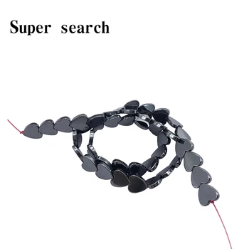 Nagykereskedelem Természetes fekete hematit kő szerelem szív laza gyöngyök ékszerkészítéshez DIY karkötő nő 15'' Egyszerű személyiség