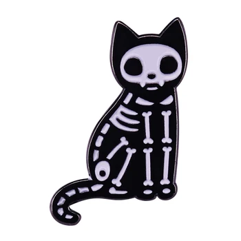 Kísérteties csontváz macska tű röntgen szkennelés bross szeszélyes Halloween Punk emo hangulat!