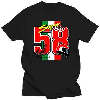 Férfi póló Marco Simoncelli Super Sic 58 Fekete vicces póló újszerű póló női