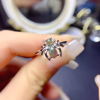 YULEM Spider Design stílusú ékszerek partira Természetes opálgyűrű szilárd 925 ezüst opál női ékszer