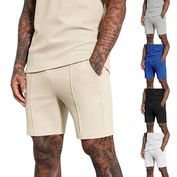 Fashion Brand férfi alkalmi rövidnadrág Nyár Új Hawaii stílusú férfi egyszínű húzózsinóros rövidnadrág Férfi lélegző kényelmes rövidnadrág