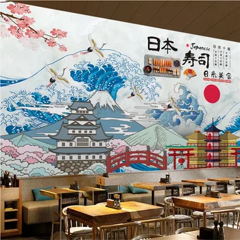 Egyéni japán konyha Szusi étterem Háttér fali papír 3D ipari dekoráció falfestmény Walpaper 3D Papel De Parede 3d