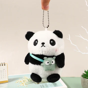 Kawaii plüss panda játék kulcstartó aranyos plüss plüss állat kulcstartó hátizsák medál kulcstartók játékok születésnapi ajándék gyerekeknek