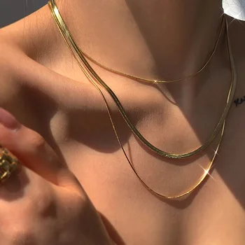 Többrétegű kígyócsont lánc medál nyaklánc nőknek Choker rozsdamentes acél ékszerek