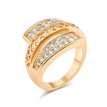 MxGxFam divatékszer arany színű gyűrűk nőknek 18kAranyozott AAA+ köbös cirkon
