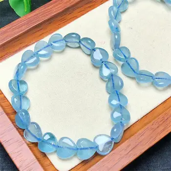 Natural Blue Topáz szív karkötő Crystal Reiki gyógyító drágakő divat ékszerek Fengshui gyógyító ajándék nőknek 1db