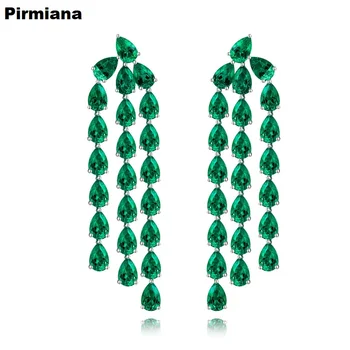 Pirmiana New Colombia Color Lab termesztett smaragd fülek 925 sterling ezüst ékszer nőknek