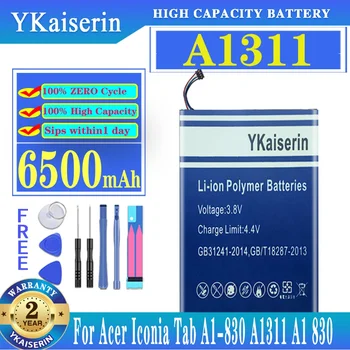 YKaiserin új, kiváló minőségű 6500mAh A1311 akkumulátor Acer Iconia Tab A1-830 A1311 A1830 Tablet PC Batterij